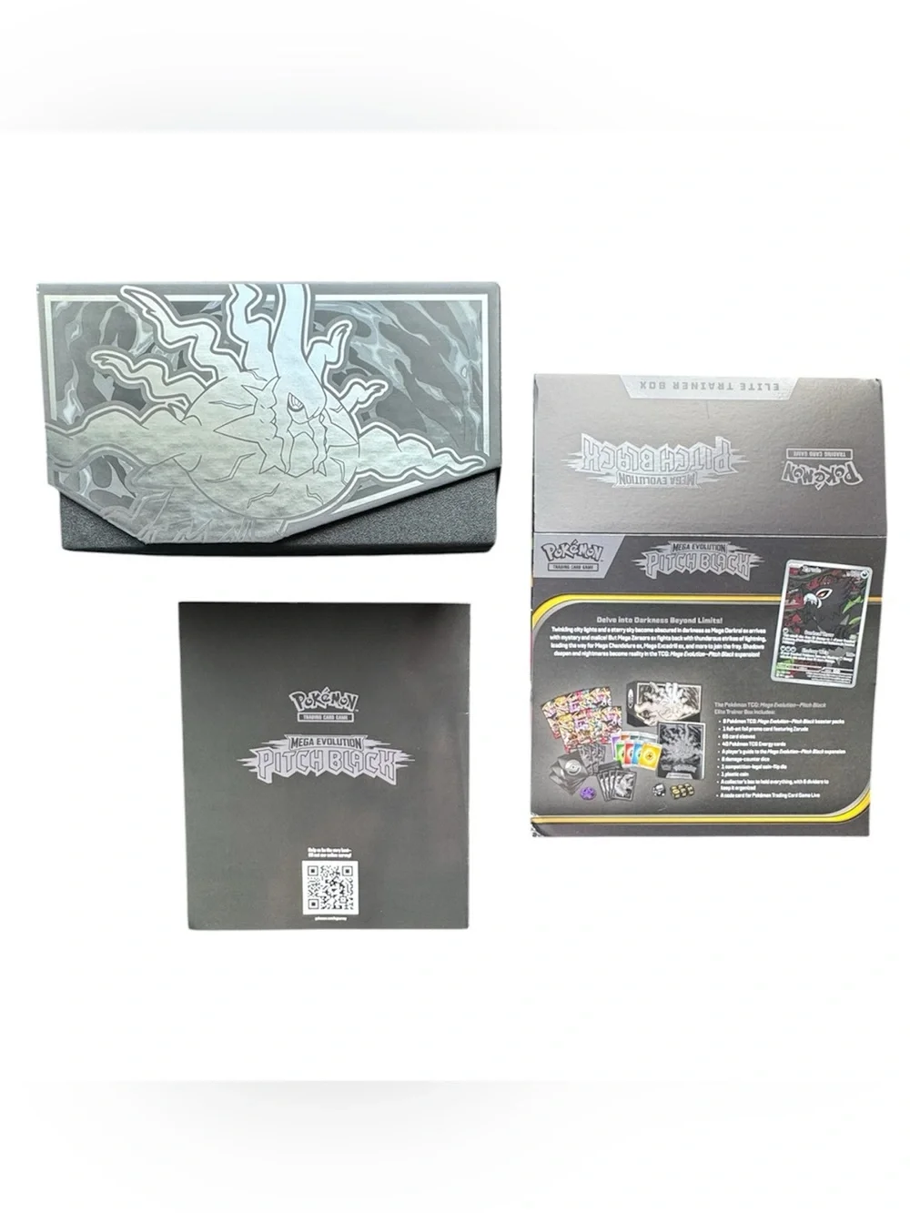 Pokemon Mega Evolution Pitch Black Elite Trainer Box(EMPTY BOX)- Silver & Black